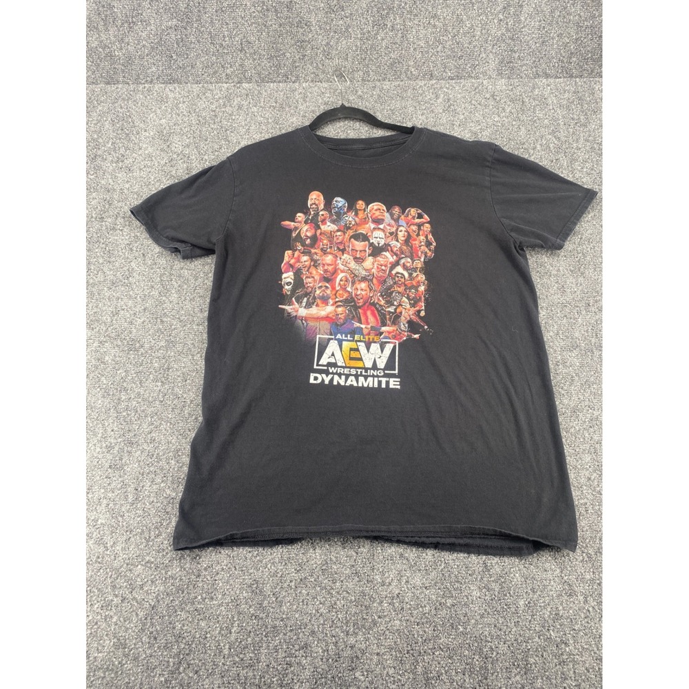 AEW All Elite Wrestling Dynamite T-Shirt Mens L Black Graphic Event Tee Distress